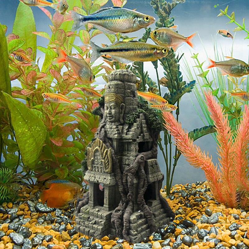 Hjem akvarie ornament gammel sten buddha harpiks figurer akvarie ornament akvarium akvarium dekoration tilbehør #