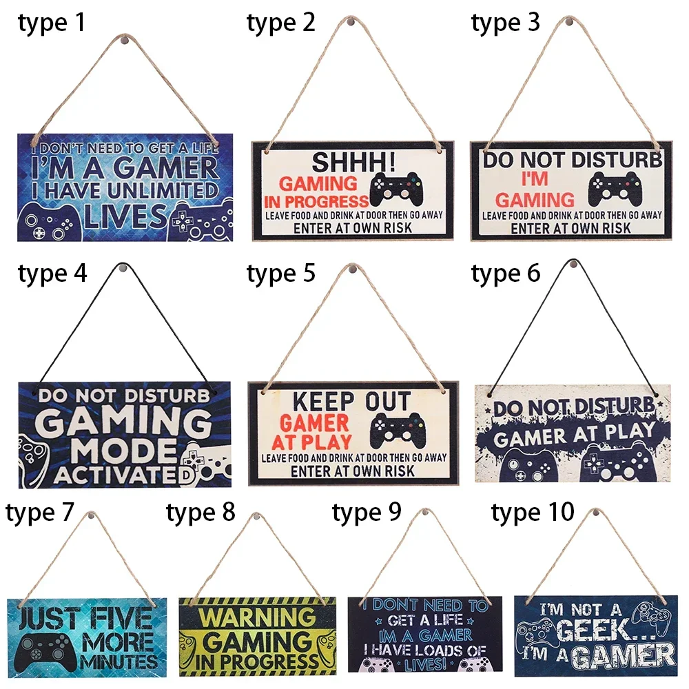 Træskilt til spillelokale, forstyr ikke, træplakette, ornamenter, hængende vedhæng, jeg er gamer, dørvægdekoration, tilbehør til spillelokale