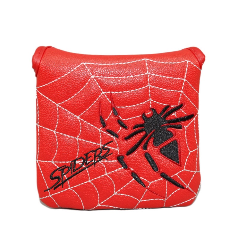 Mallet-huvudskydd spider-style 13cm golfputterskydd huvudskydd magnetstängande pu-skydd golftillbehör: Röd