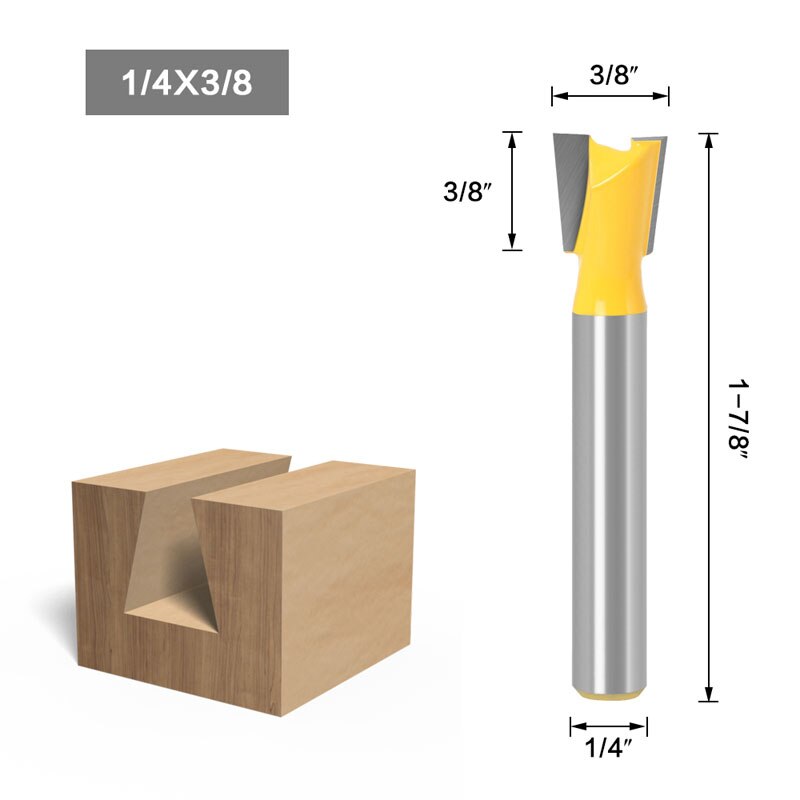 1Pc 6.35Mm 12.7Mm Schacht Hout Cutter Zwaluwstaart Frezen Voor Hout Tungsten Graveren Tool Frezen: NO2