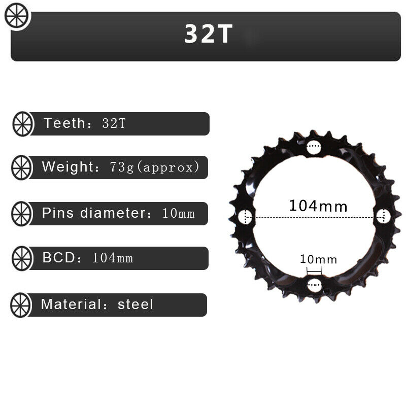 104/64BCD Kroon 3*10 speed 2*10 speed Fiets Kettingblad Dubbele Triple Fiets Kettingwiel 22/26/32/38/42 T MTB Kettingblad Fiets Deel: groen