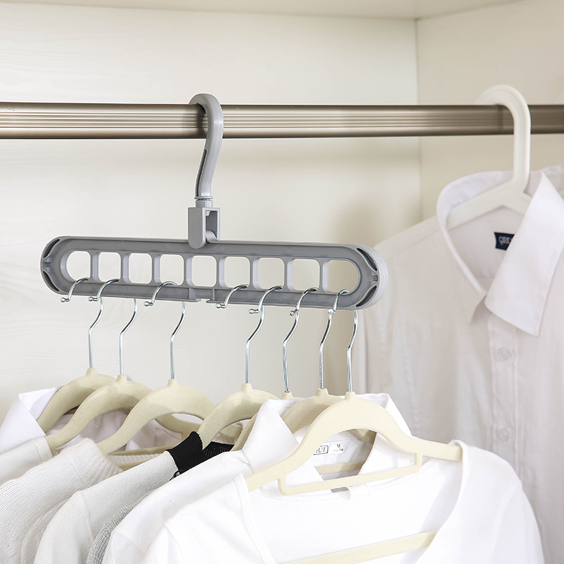 Pack De 10 Colgadores De Ropa De Plástico Sin Costuras - Cuello Corto, Para Ropa Seca O Húmeda, Color Gris