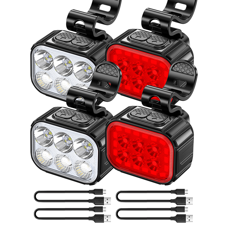 Bike Light Q6 LED Bicycle Front Rear lights USB Charge Headlight Cycling Taillight Bicycle Lantern Bike Accessories Lamps: Light Grey