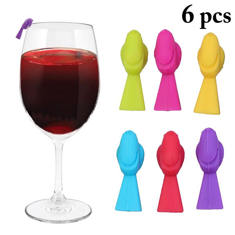 6 Stks/set Creatieve Wijnglas Tag Vogel Decoratieve Wijnglas Marker Wijnglas Charme Voor Party Bar Accessoires Willekeurige Kleur