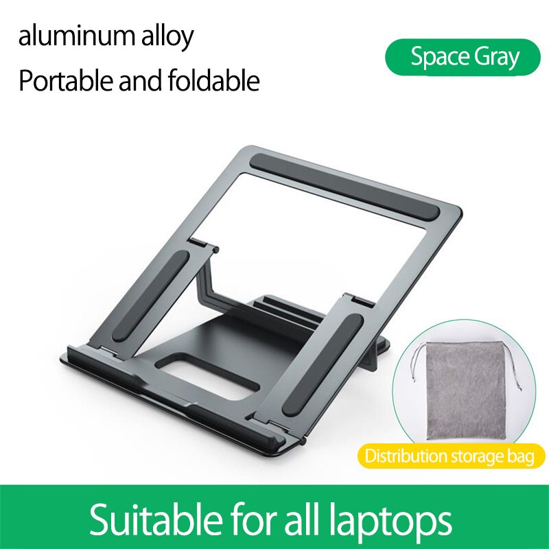 Support pour ordinateur portable pliable en aluminium réglable à 4 vitesses support pour ordinateur portable de bureau support pour ordinateur portable de 7-15 pouces Macbook Pro Air: T8 Gray
