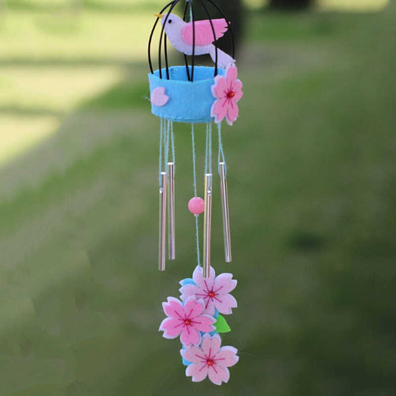 DIY Cute Wind Chimes Owl Flowers Sakura Chick Handmade Felt Craft Material Pack Door Ornaments Home Bedroom Decoration: Cherry blossoms