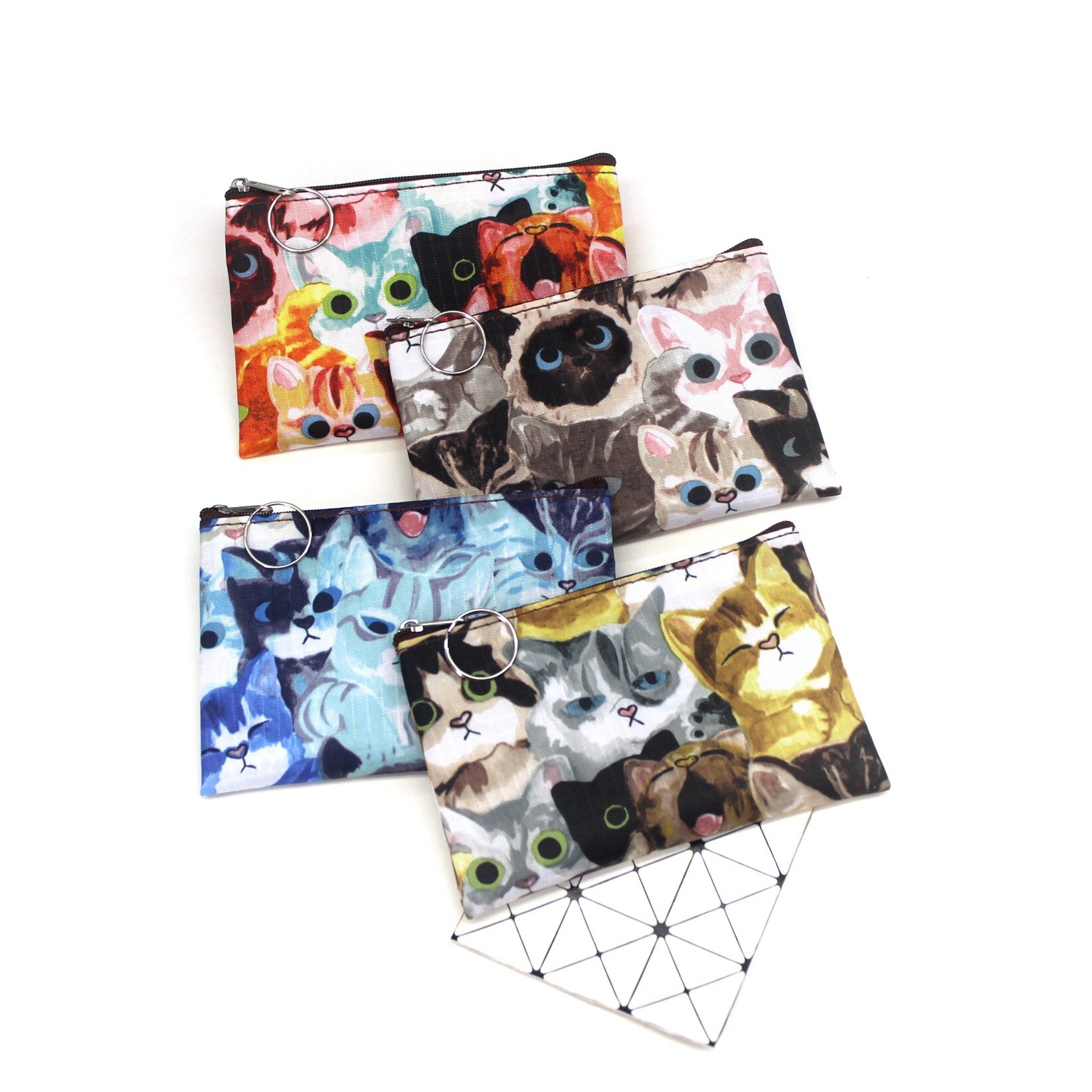 Monedero con estampado de gato para niñas pequeñas, monederos Vintage para mujer, billeteras cero, bolso de mano, monedero para mujer