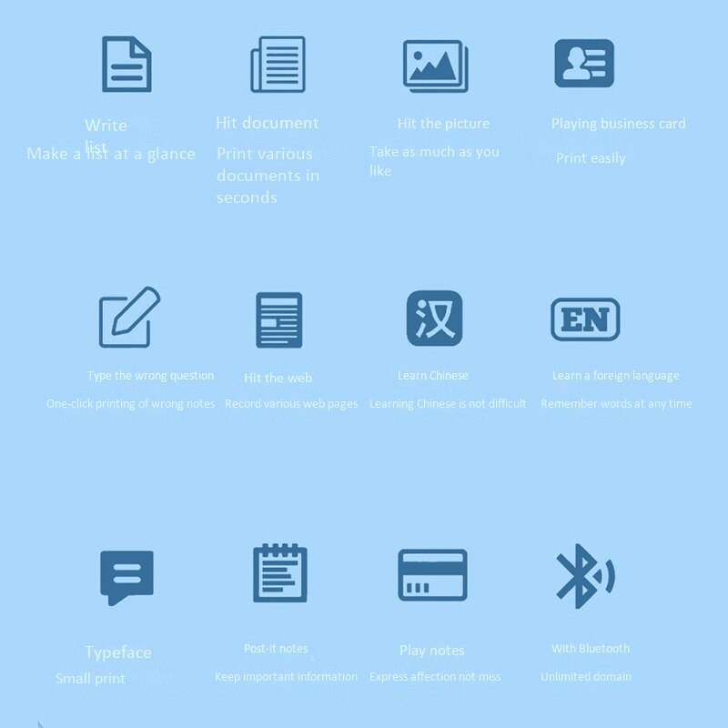 Smart Pocket Printer Mini Bliuetooth Wireless Thermal Printer Study Office Travel Memo for Android IOS Smart Phone