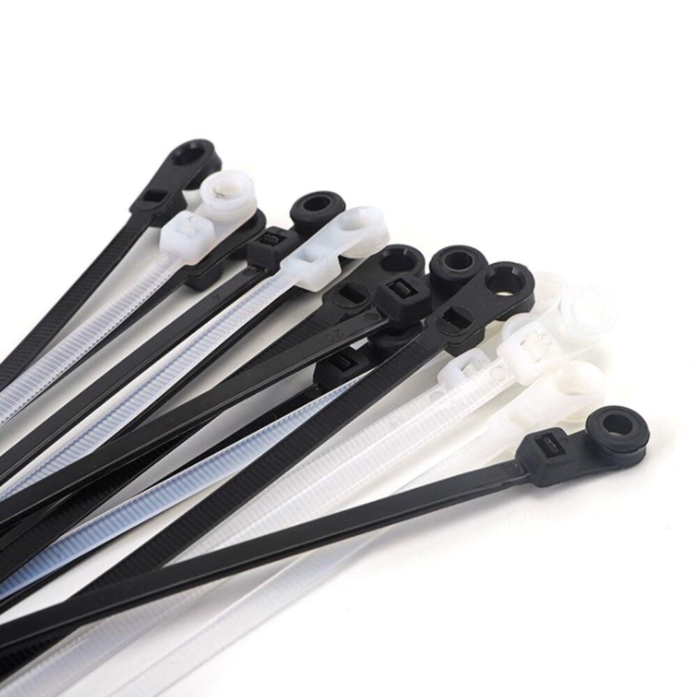 Attaches de câble en Nylon avec fermeture éclair, 100 pièces, 4x150/4x200mm, avec trou de vis, support de boucle autobloquant, lot de sangles, 100% neuf