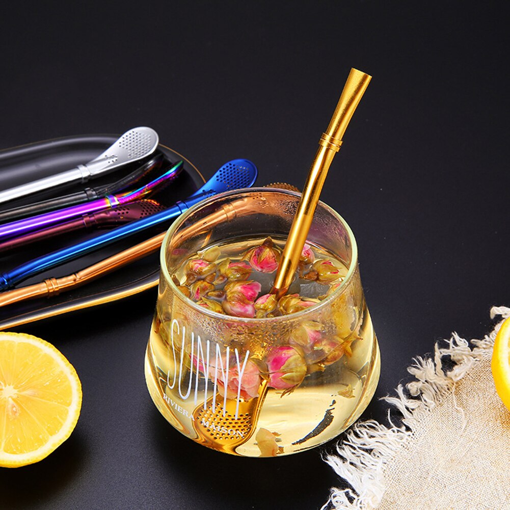 1pc Drinking Straw Stainless Steel Yerba Mate Straw Gourd Bombilla Filter Spoons Reusable Metal Pro Tea Tools Bar Accessories