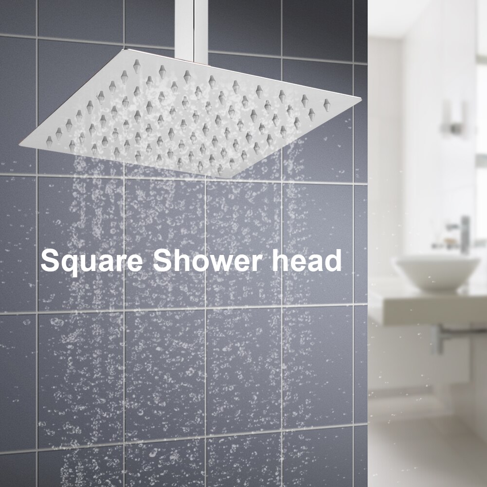 G1/2“ Square Shower Head Stainless Steel Rainfall Rain Shower 8inch Ultra-thin Top Sprayer Bathroom Showerhead pommeau de douche