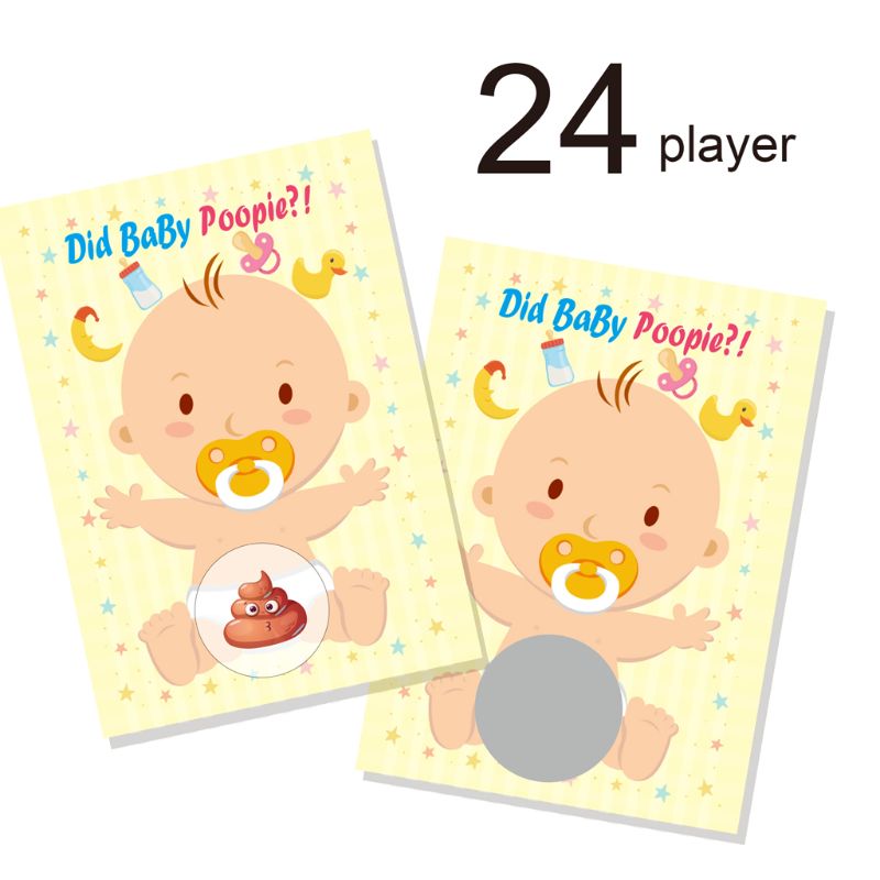 Baby shower ridse af spil tombola kort kønsneutral dreng pige sjov aktivitet