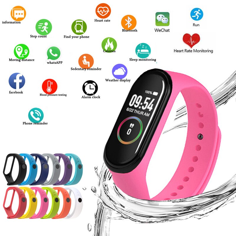 Reloj inteligente M4 para mujer, pulsera deportiva con pantalla LED, rastreador de Fitness, Bluetooth, resistente al agua, digital