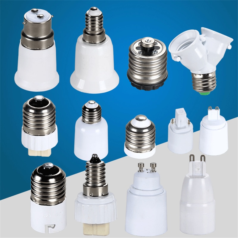 E27 e14 b22 gu10 g9 e40 spiral traditionel led bajonet konvertering størrelse skruehoved lampeholder tilbehør