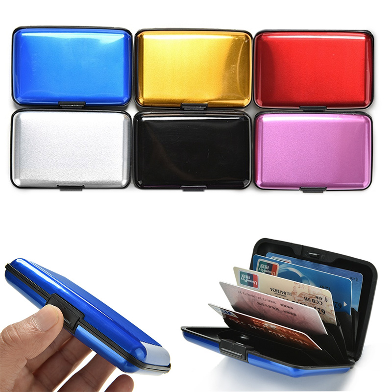 Funda rígida de aluminio de Metal con bloqueo de tarjeta de crédito, tarjetero con protección anti-rfid para escanear, tarjetero Feminina Masculina