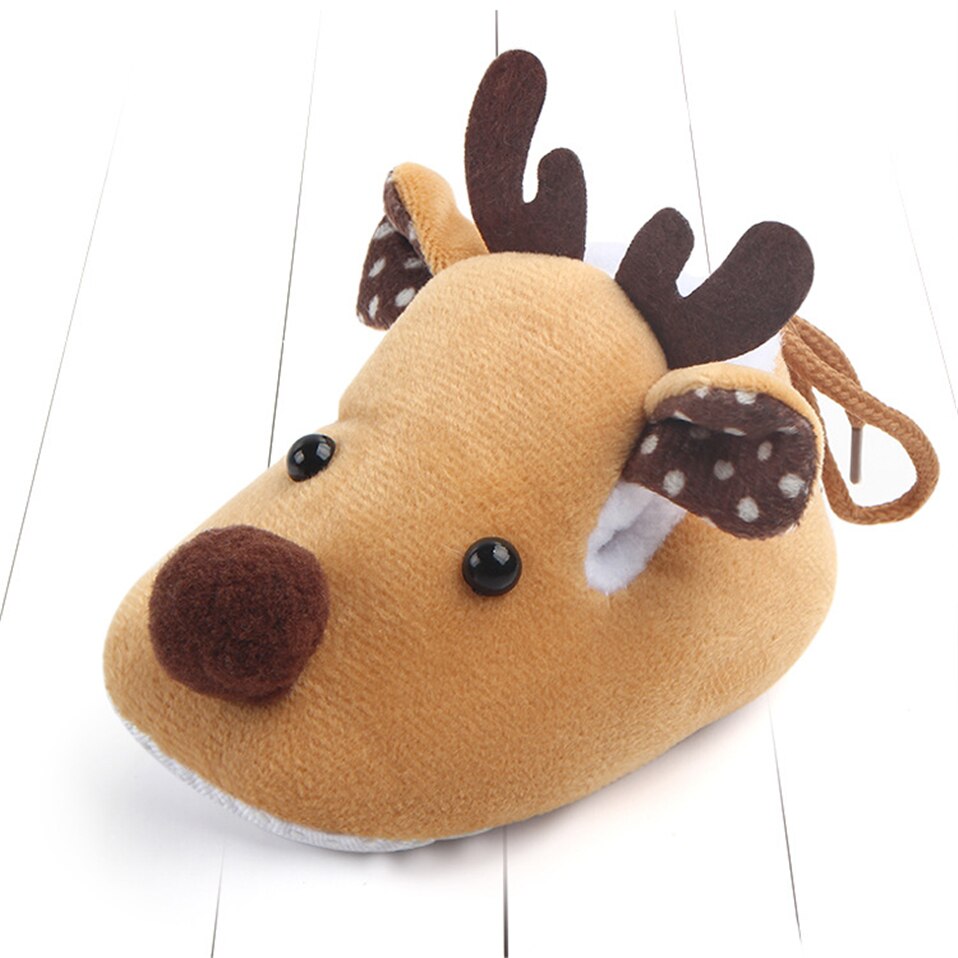 Bebis pojkar tjejer jul rådjur bebis skor höst och vinter varm bomull mjuk sula skor first walkers unisex småbarnsskor: Kaki