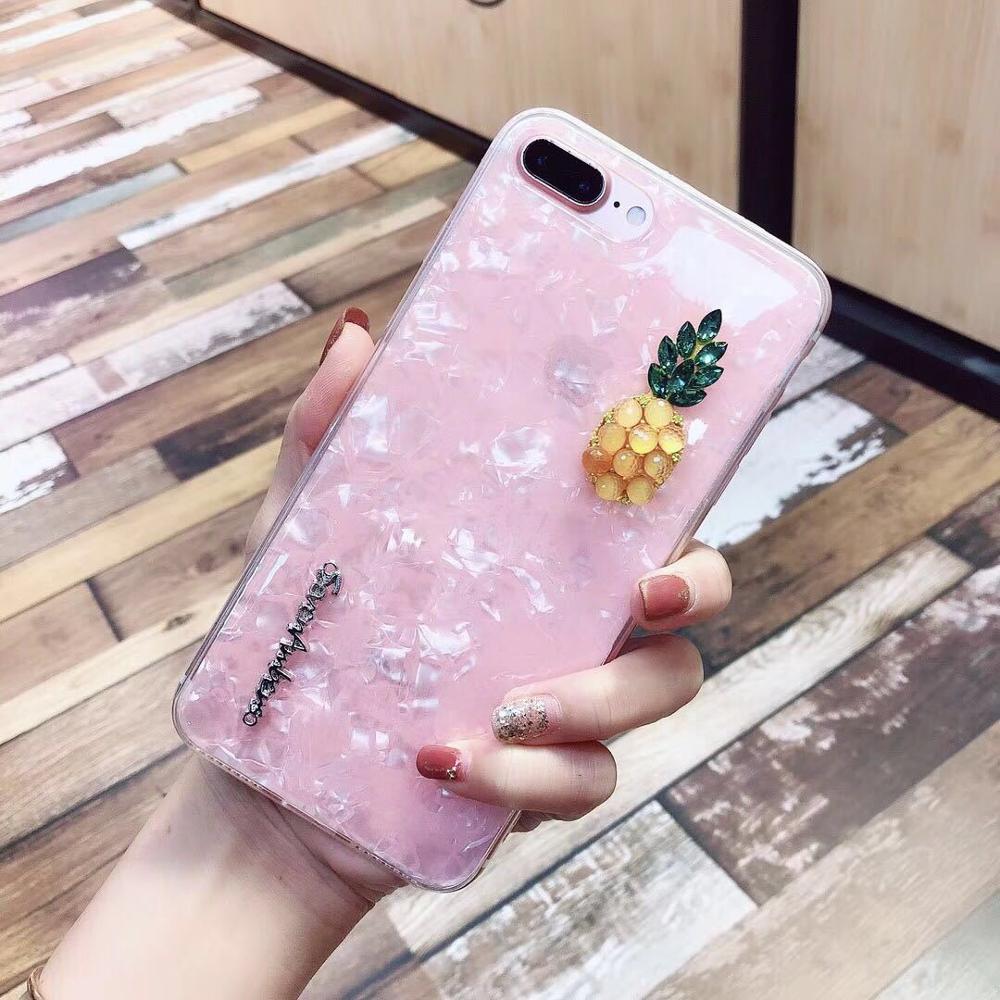 Luxury Rhinestone Pineapple Pearls Phone Case Soft TPU Cover Korea Casing For iPhoneXS MAX 8PLUS 6s 7plus Skin Shell Protection