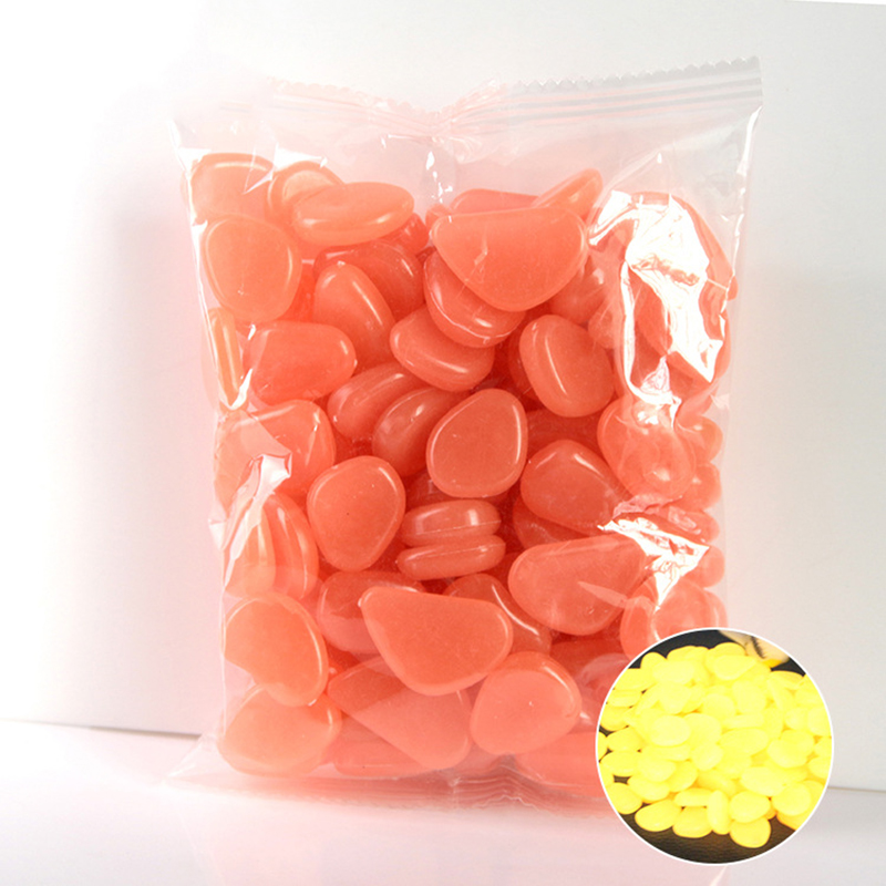 50 sztuk/worek popularny świecący świecący kamień świecące w ciemności otoczaki robić ogrodu blask kamienie głaz dla chodników ścieżka ogrodowa patio trawnik ogród: pomarańczowy żółty