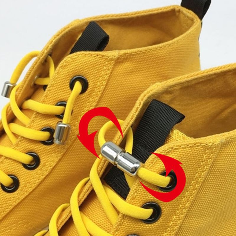 adulte enfants lacets de chaussures élastiques réglable bricolage pas de cordes à cravate avec des boucles en métal