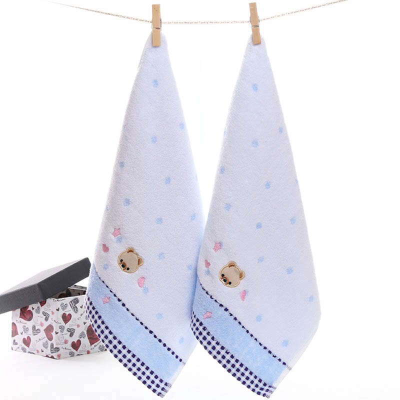 Newborn Accessoies 34*34cm Square Shaped 1 PC Strong Water Absorption Cartoon Soft Children Face Towels Baby Towel: Blue