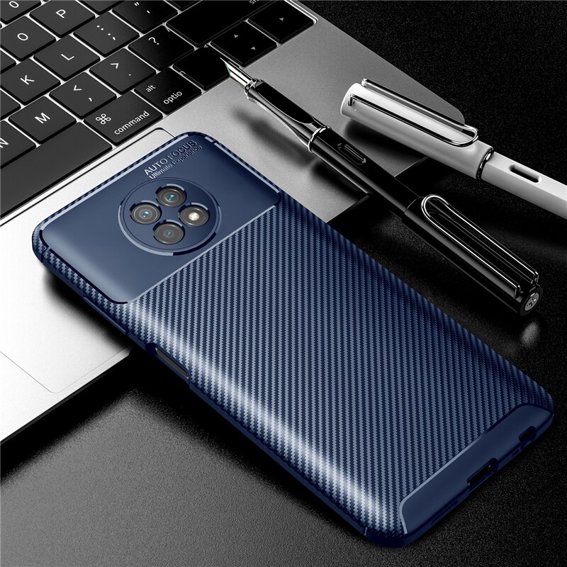 Carbon Fiber Cover For Xiaomi Redmi Note 9T 5G Case Funda Redmi Note 9T 9 T 5G Ultra Thin Back Case For Redmi Note 9T 5G Cover: Blue