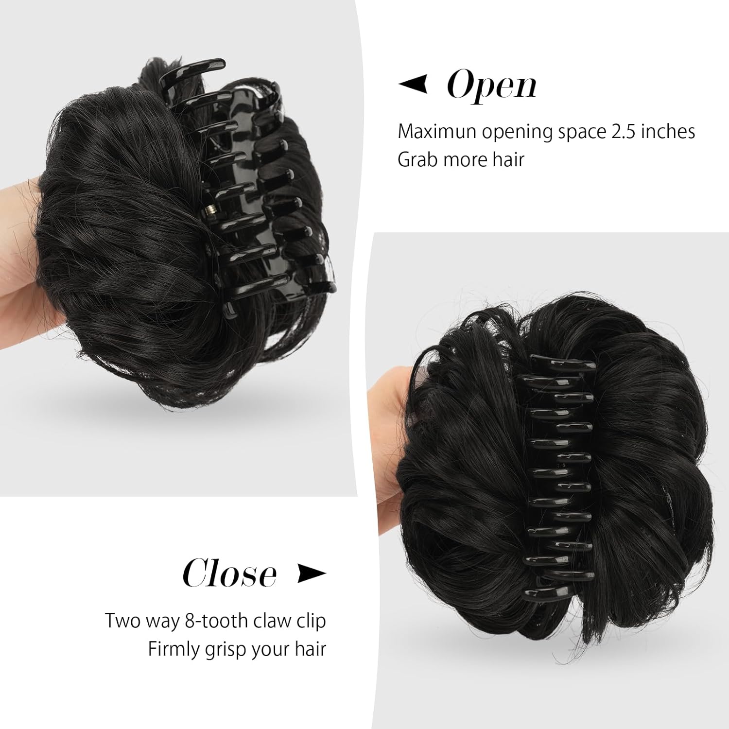Pedaço de cabelo bagunçado para mulheres, penteado Updo penteado, ondulado encaracolado scrunchies, clipe na garra, chignon sintético, clip w