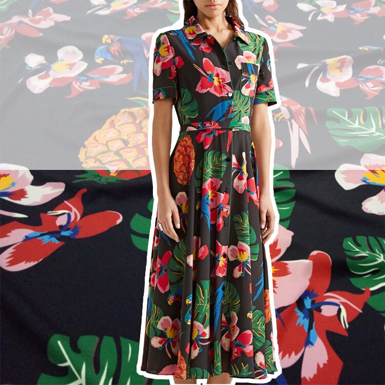 Tissu en satin sergé imprimé de marque, tissu en – Grandado