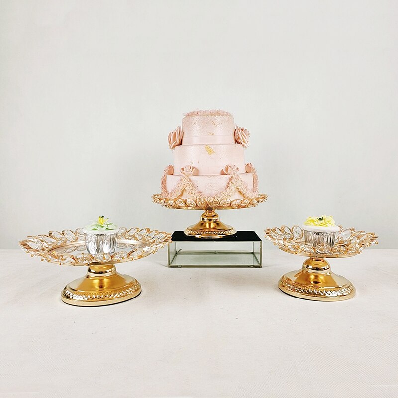 1pcs 8inch 10inch 12inch 14inch Crystal Gold Plated Cheese Dessert Cupcake Cake Stand