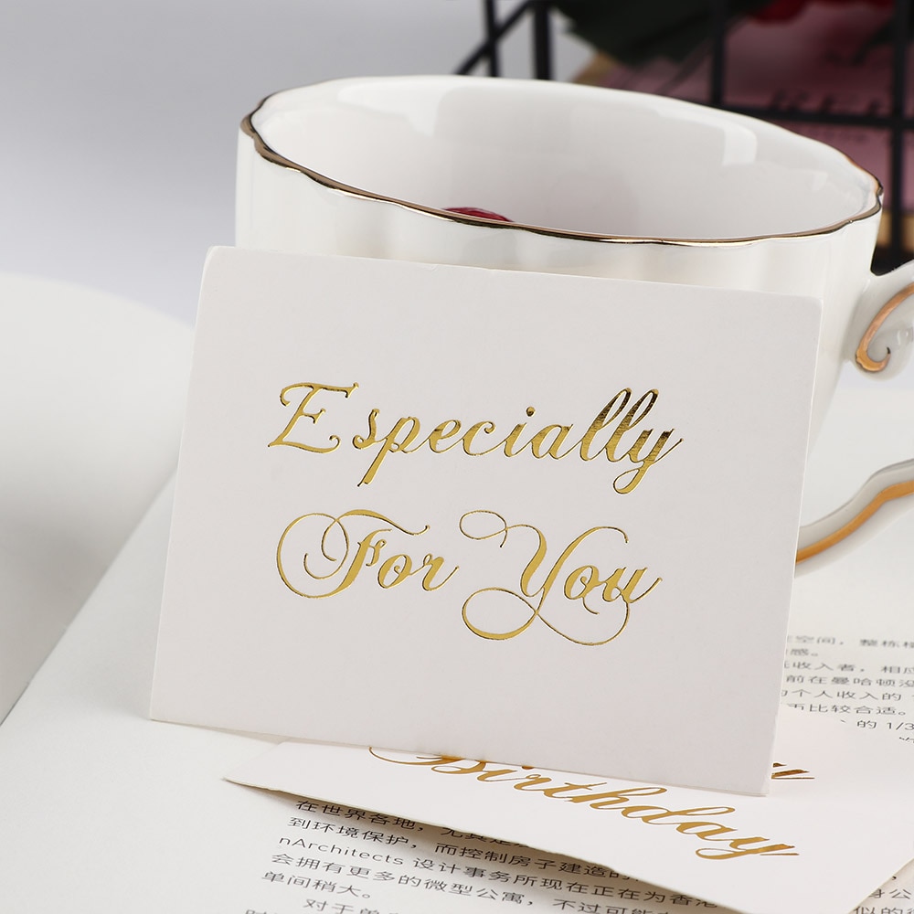 100 Pcs Mini Ouro Em Relevo Cartão de agradecimento Dos Namorados Feliz Aniversário Carta Cartões Do Convite Do Casamento da Festa de Natal