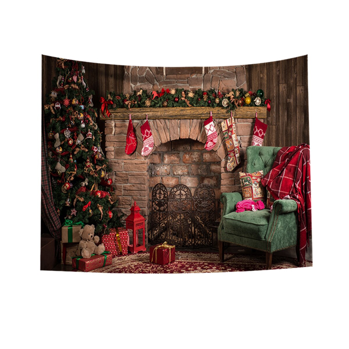 Wall Hanging Tapestry Merry Christmas Tree Reindeer Fireplace Winter Forest Tapestry Bedroom Living Room Dorm boho decor: 9