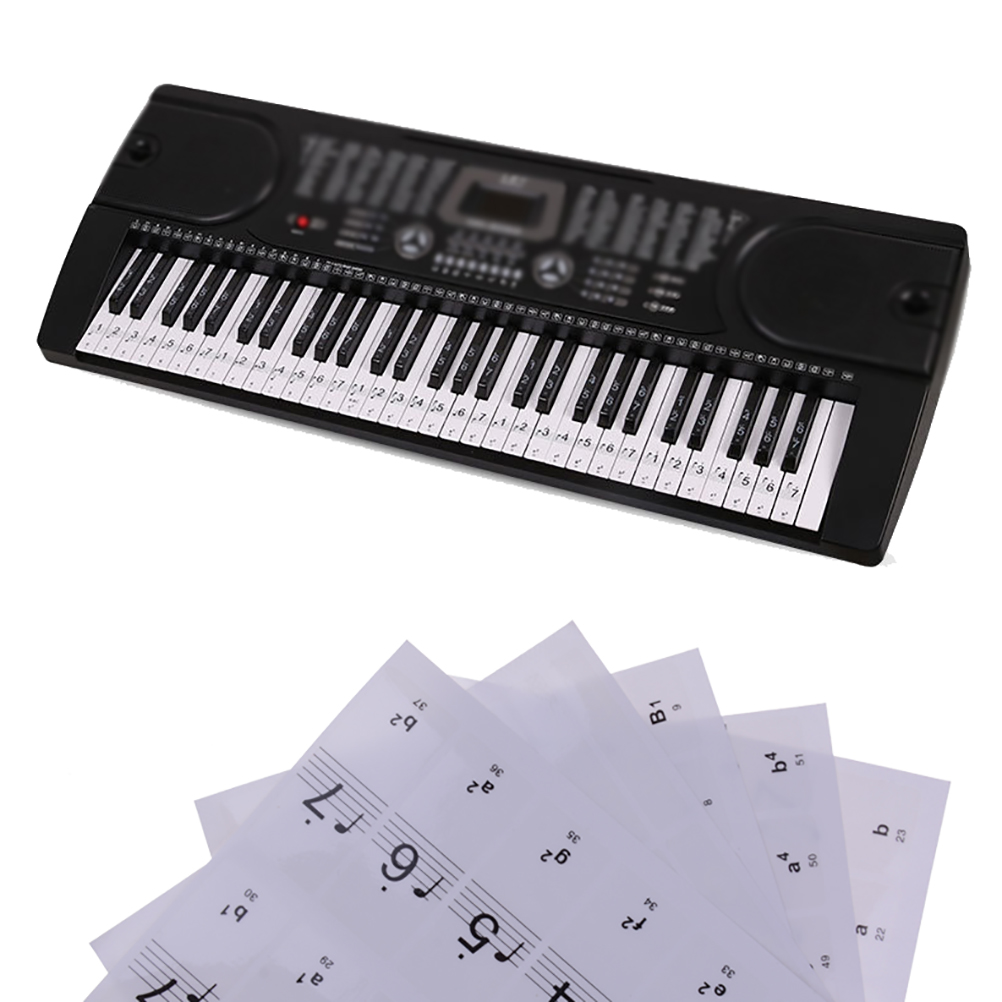 1 Sheet Piano Keyboard 54/61 Keys Electronic Keyboard 88Keys Stickers Music Decal Label Note Learn Biginners Kids