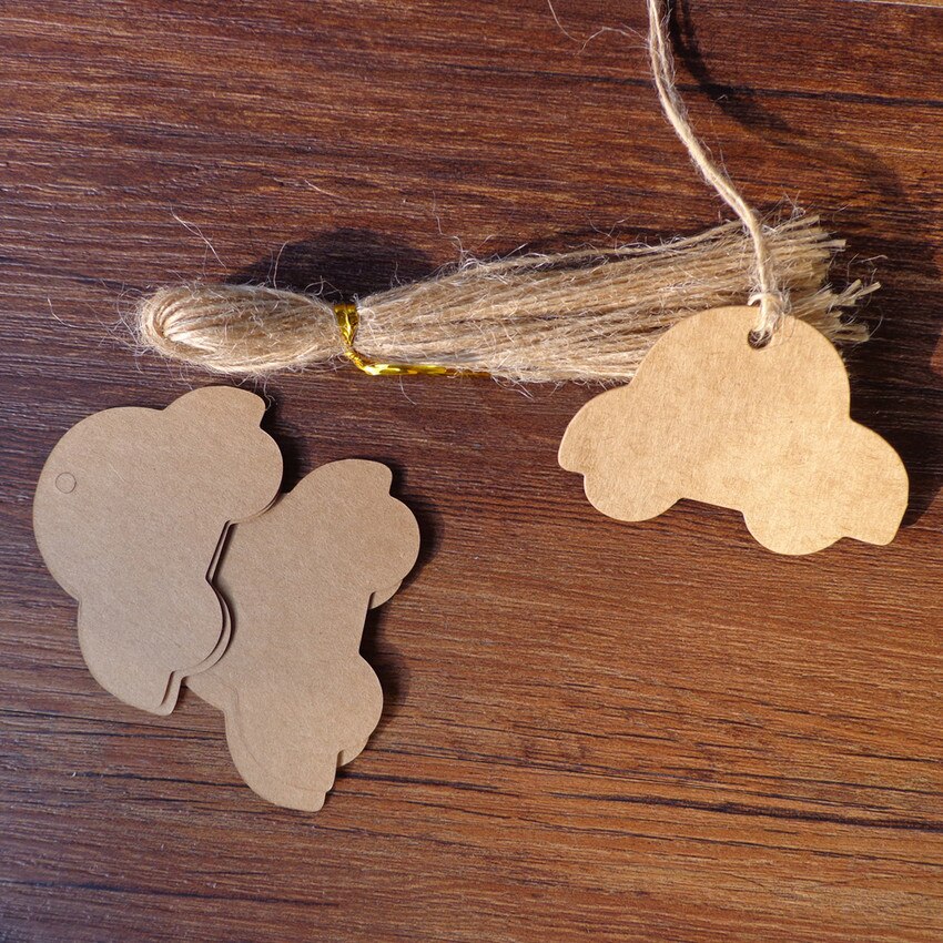 50 stk bil kraft blank part kraft pap tags bryllup favor papir tags pris label fest hænge tags 6 x 5cm