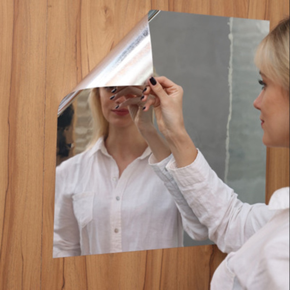 Muursticker Spiegel Waterdichte Zelfklevende Film Spiegel Creatieve Zilveren Plak Sticker Woonkamer Decoratieve Verwijderbare Spiegel