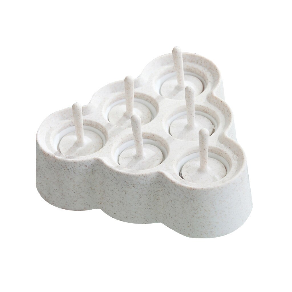 Ice Cream Mold Silicon For Kids Reusable Ice Cubes With Cover Tray Freeze Popsicle Mold Christmas Decor Diy Ice Cream Maker Tool: Beige