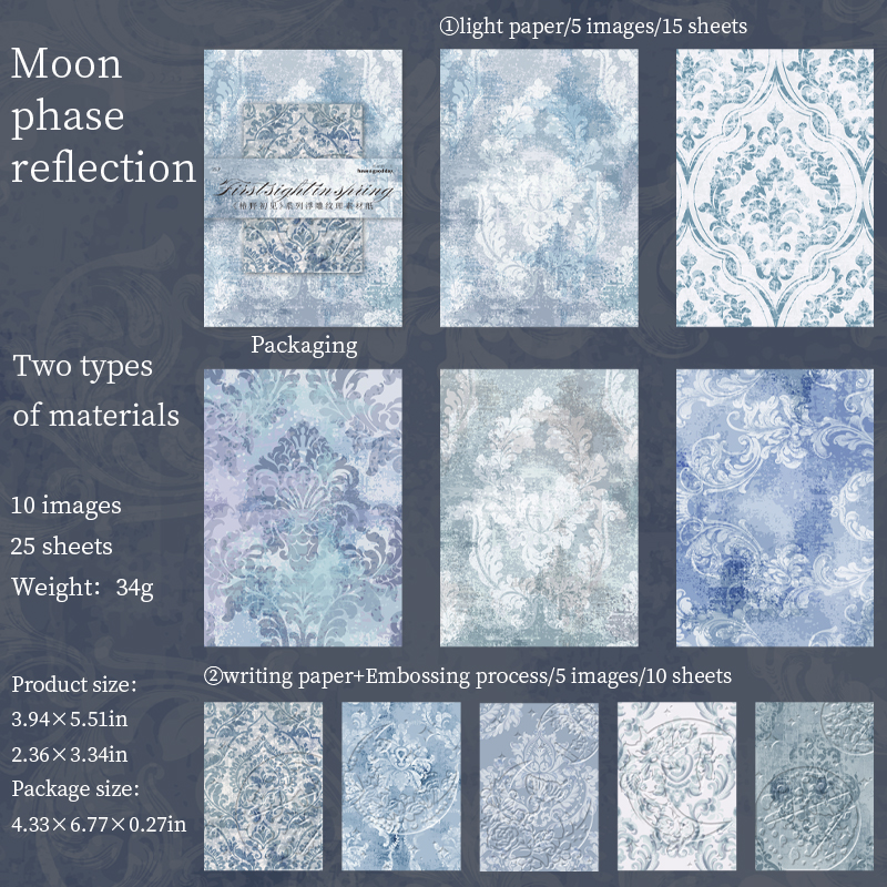 Journal GO, 25 uds., Material de textura en relieve , papel para diario, álbum de recortes, decoración de Collage, papel de fondo Vintage