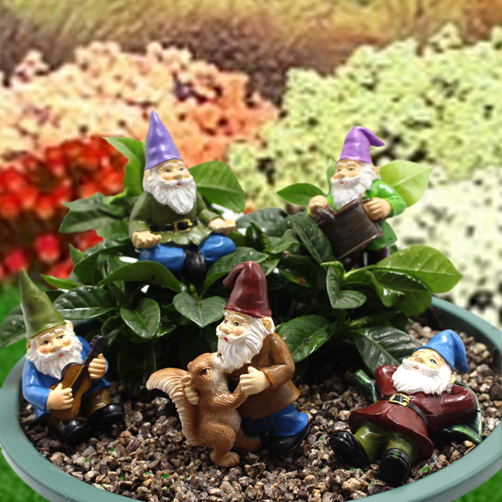 5pcs Fairy Garden Miniatures Gnome Dwarf Micro Mini Gnome Figurines Garden Gnomes and Fairys Resin Dwarf for Terrarium