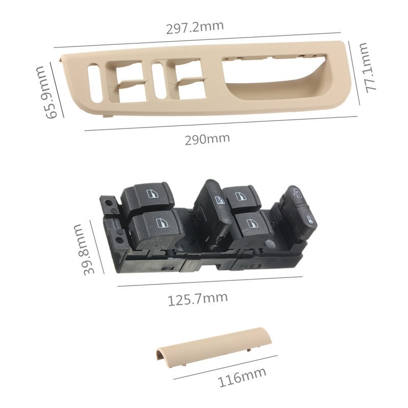 3 Stks Window Master Switch Panel Trim Bezel Venster Handvat Trim Voor VW Passat Jetta Golf