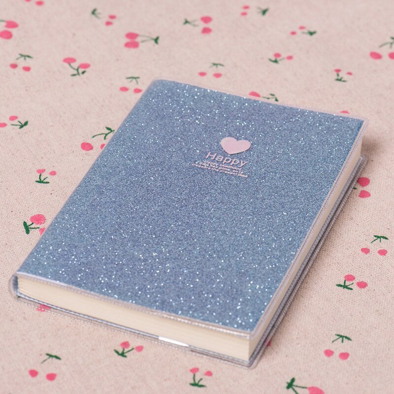 Mini cuaderno de corazones de PVC, Agenda escolar brillante, cuaderno Kawaii de papel, Agenda, Agenda, cuaderno de bocetos, para niñas: Azul