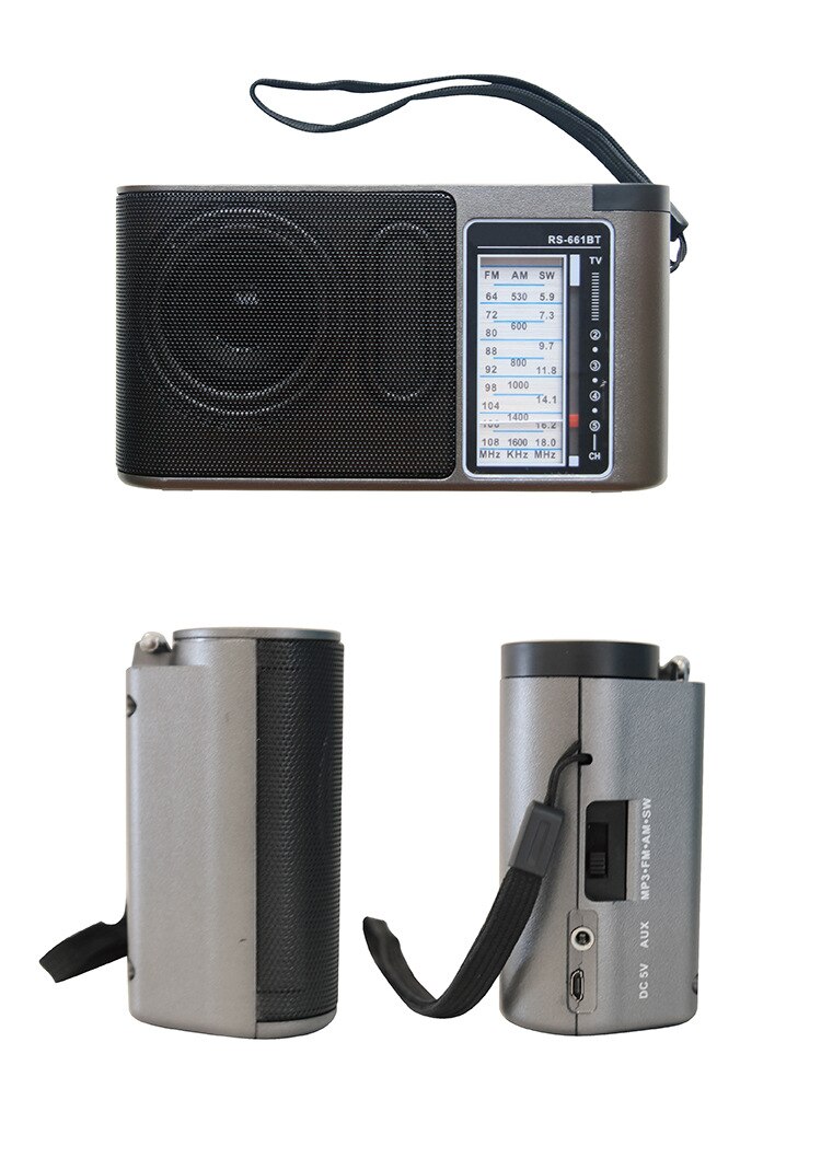 Portatile 4 bande FM. Radio professionali ad alta sensibilità Radio TV/ AW/SW con USB, lettore TF e connessione Bluetooth