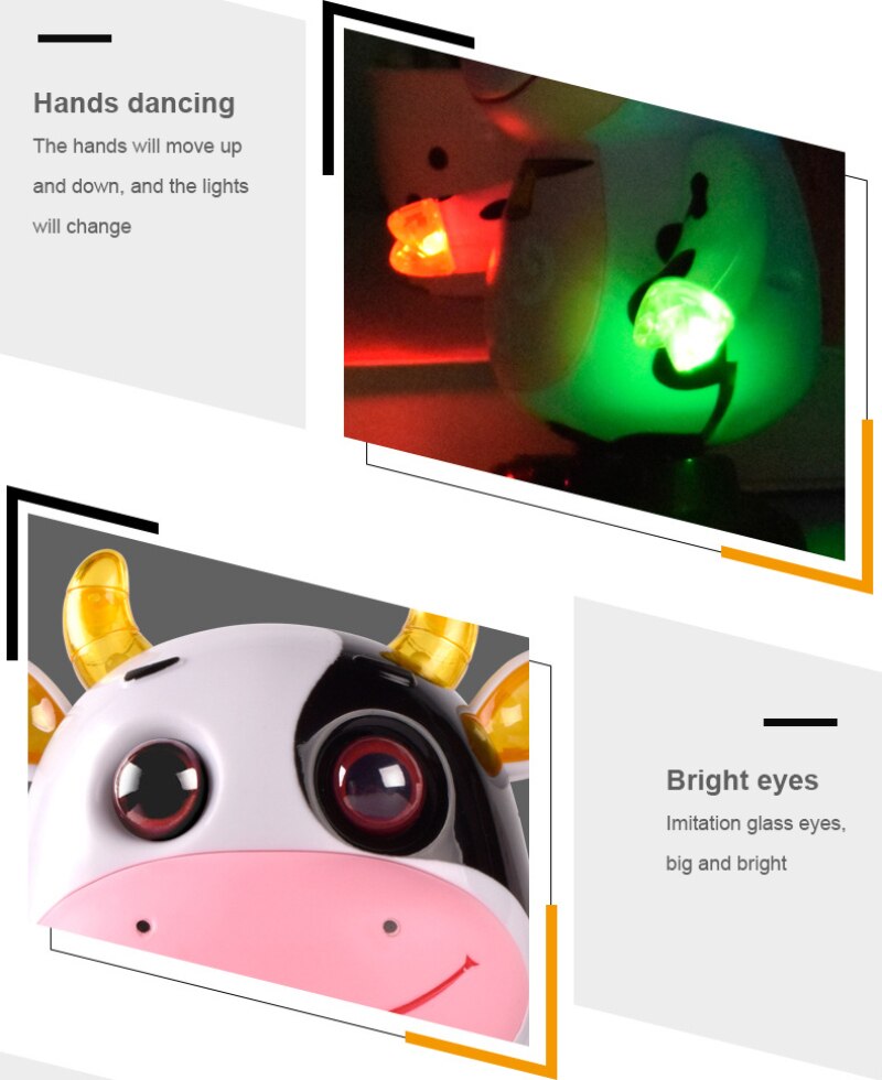 Leuke Koe Elektrische Dansen Robot Met Geluid Licht Muziek Dansen Robot Kalf Model Baby Kinderen Elektrische Huisdieren Speelgoed Verjaardag