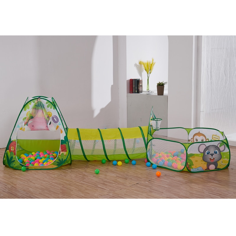 3pcs/set Green Animal Foldable Toy Tents Baby Sports Play Balls House Indoor Outdoor Portable Kids Tent Children Toy Balls Pool