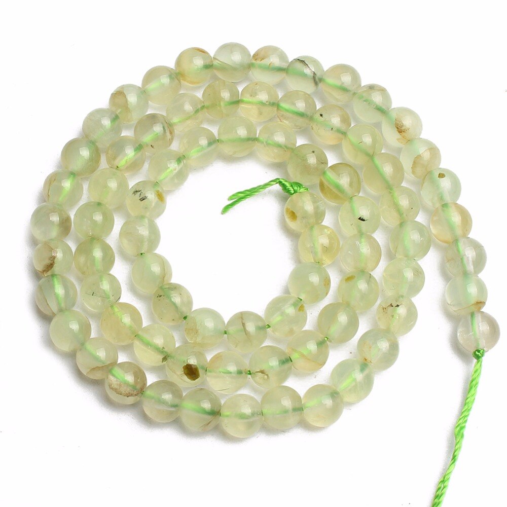 Smooth beads Pick Size 4.6.8.10 12mm Genuine Green Prehnita Round Loose Stone Beads For Jewelry Making