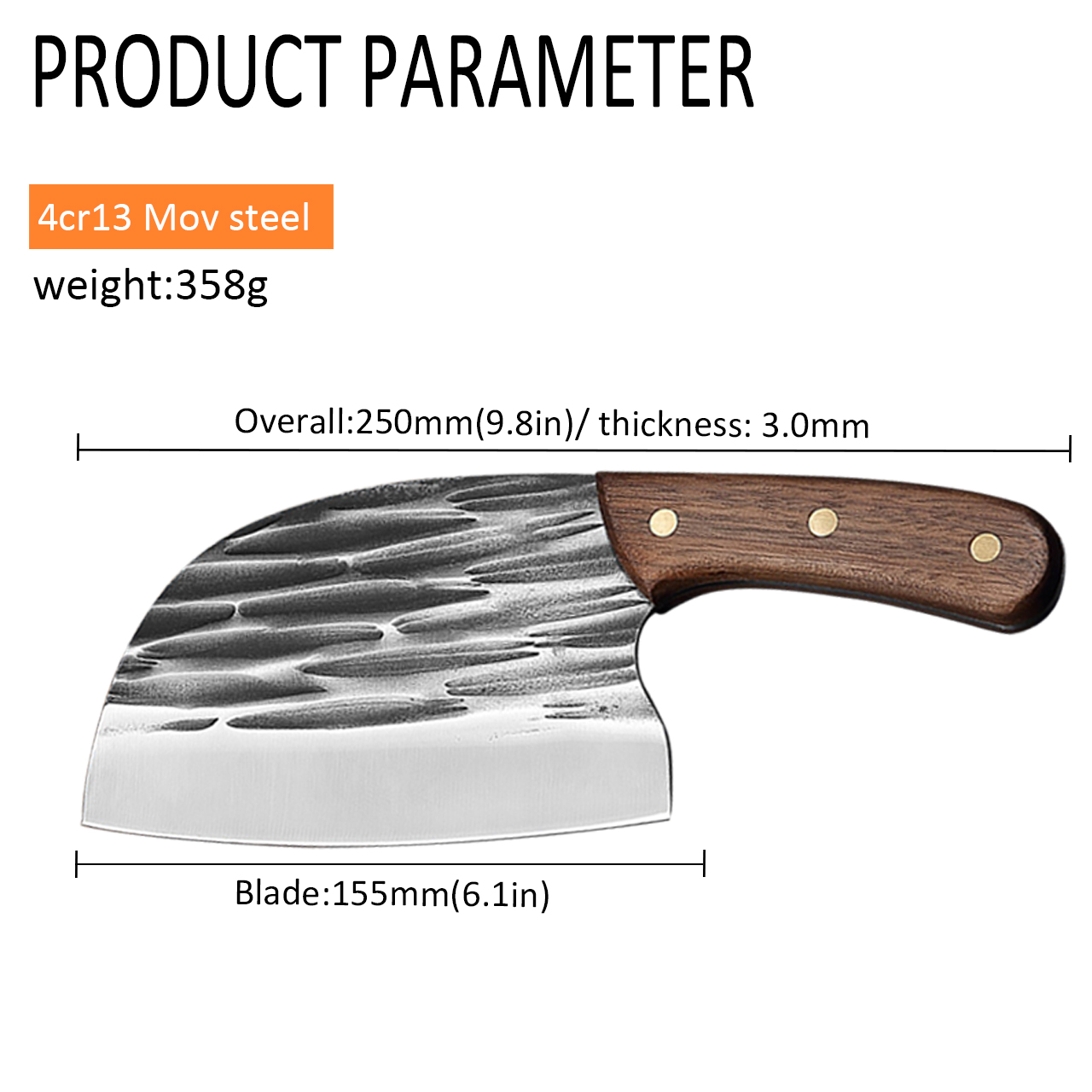 Chef Knife Hand-forged Butcher Knife Stainless Steel Bone Chopping Knife Meat Vegetables Slicing Cleaver High Hardness Kitchen: kitchen knife E
