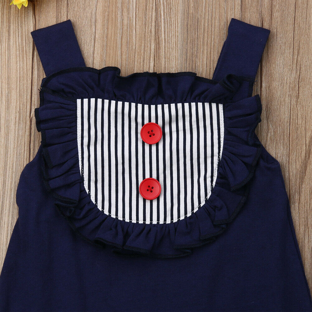 Children Summer Clothing Toddler Baby Boy Girl Boys One-Pieces Romper Sleeveless Ruffles Stripe Patchwork Jumpsuit Outfits