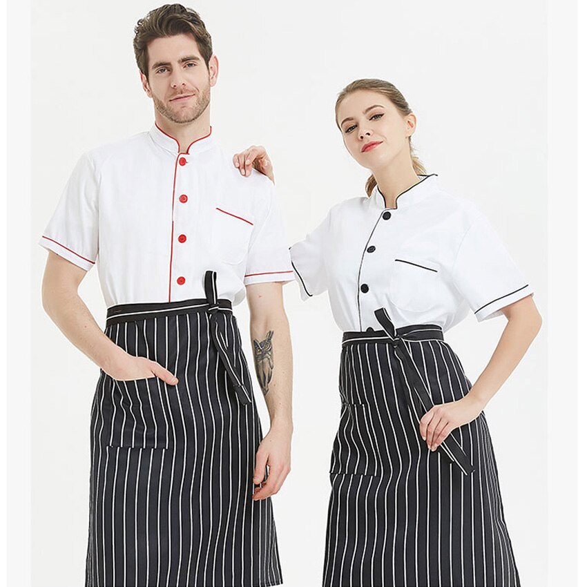 Mann Frau Koch Uniform Lebensmittel Service Kurzarm Zweireiher Atmungsaktive Bäckerei Kochen Küche Meister Hemd Spitzen Koch Jacke