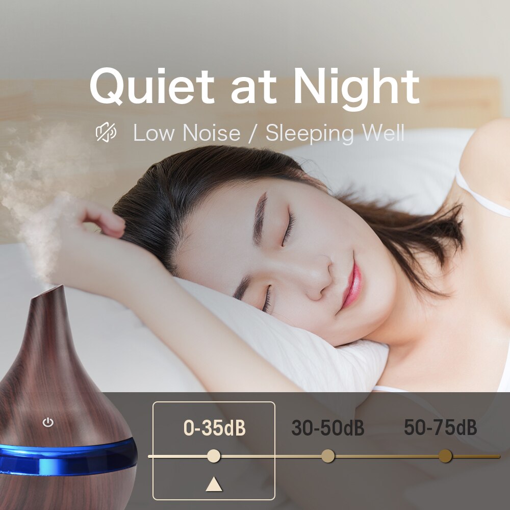 300ML USB humidifier Electric oil Aromatherapy wood grain Ultrasonic air diffuser with 7 colors lights for home office Car