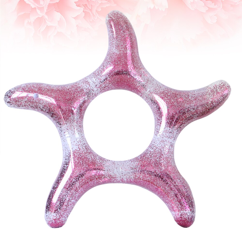 Sea Star Shape Floating Beach Swimming Ring Sequin Floating Inflatable Swimming Ring Mounts Inflatable Ring (Rosy)