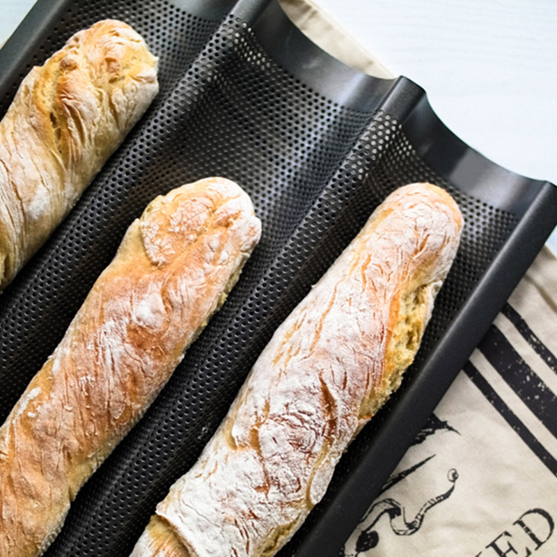 Carbon Staal Bakplaat Geperforeerd Franse Brood Pan Non Stick 4 Groef Baguette Mold Cake Vorm Bakken Accessoires