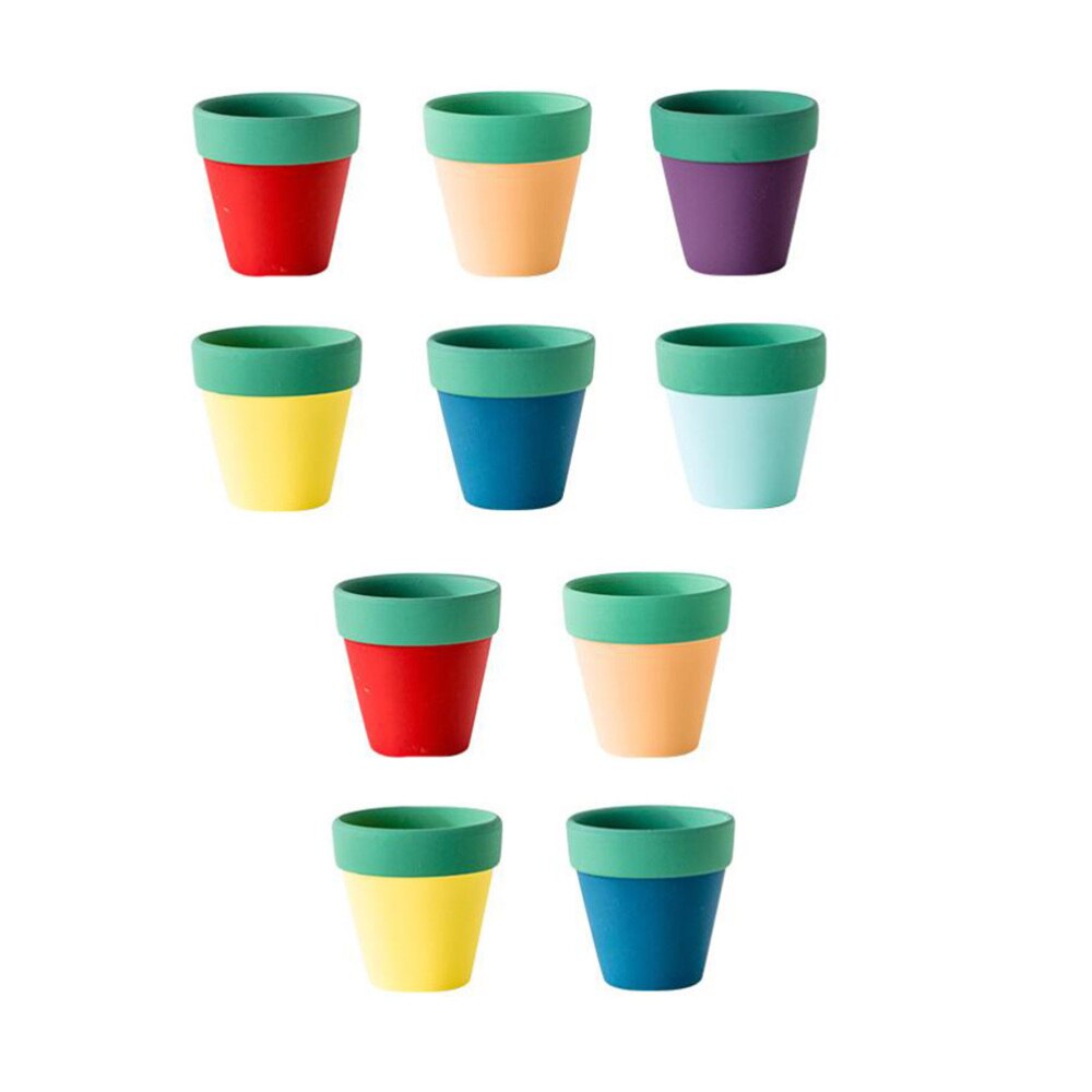 10 Pcs Colorful Flowerpots Indoor Plant Pots Ceramic Gardening Planters: Default Title