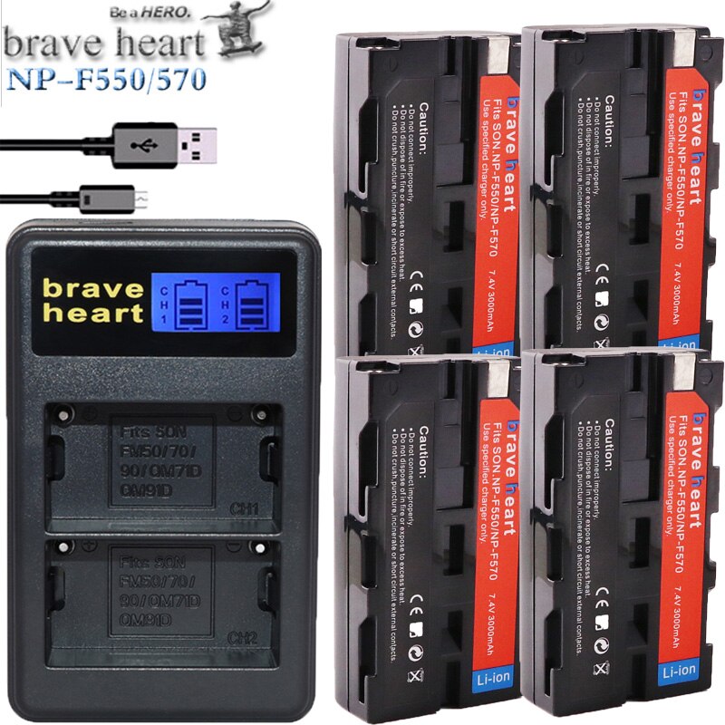 Usb Charger 4x Bateria NP-F570 NP-F550 NP-F330 Np F550 Np F330 F750 Batterij Voor Sony CCD-SC55 CCD-TRV81 DCR-TRV210 MVC-FD81 Hi-8